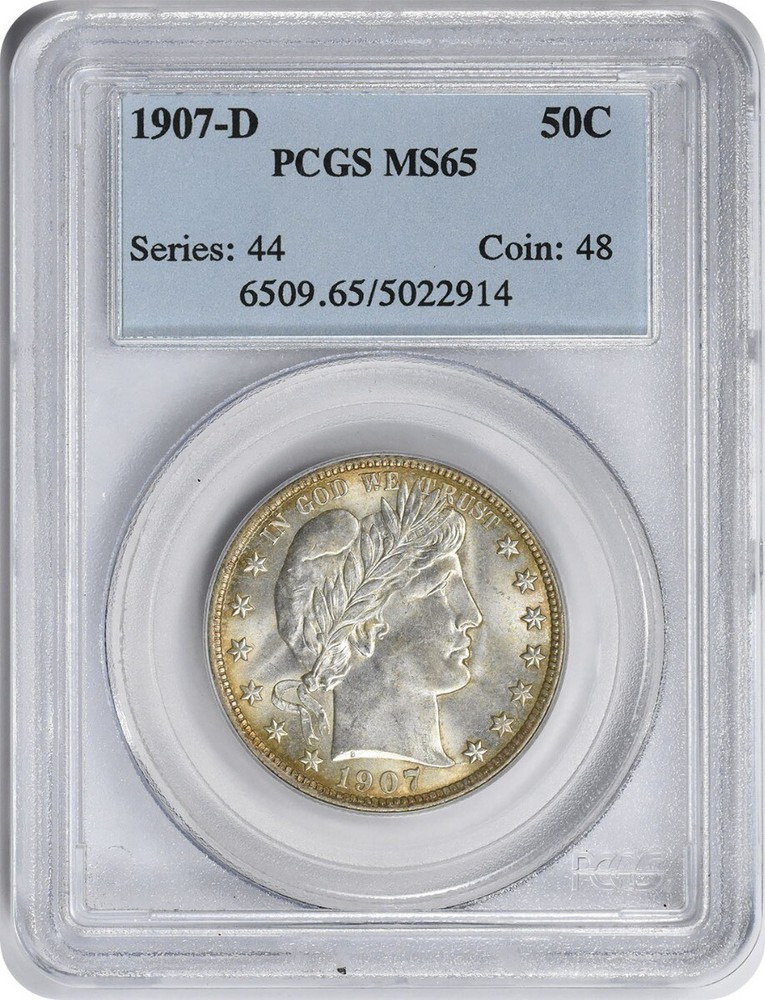 1907-D Barber Silver Half Dollar MS65 PCGS