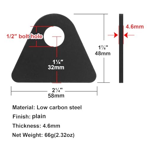 20 Pack Weld-On Tabs, Shock Basic Weld Tab, 1-7/8" Height, 1/2" Bolt Hole,