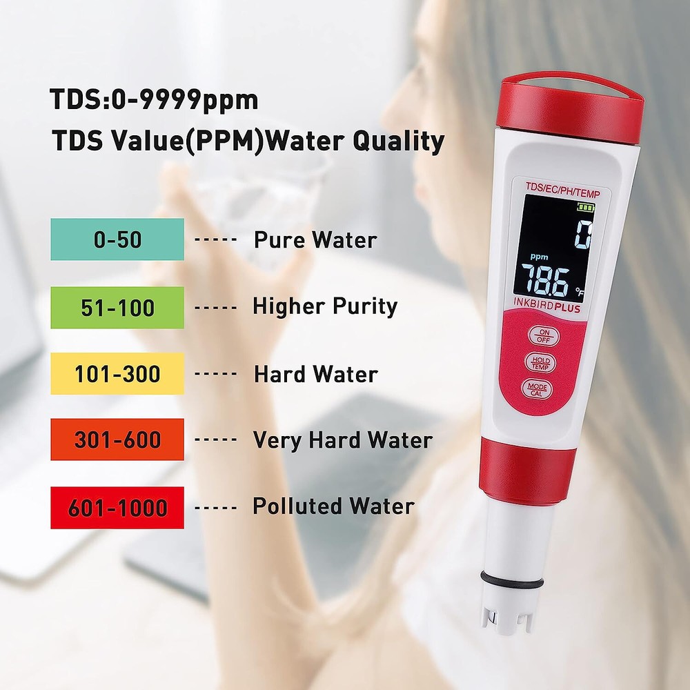 INKBIRDPLUS Waterproof Digital 4 in 1 Meter pH, EC, TDS, Temp