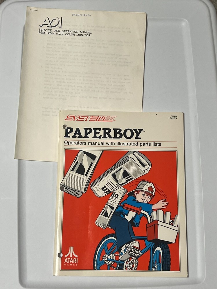 1985 ATARI PAPERBOY OPERATORS MANUAL