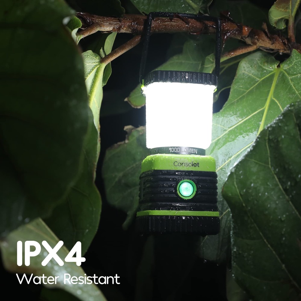 LED Camping Lantern, Consciot Battery Powered Lantern 1 Pack, Light Green