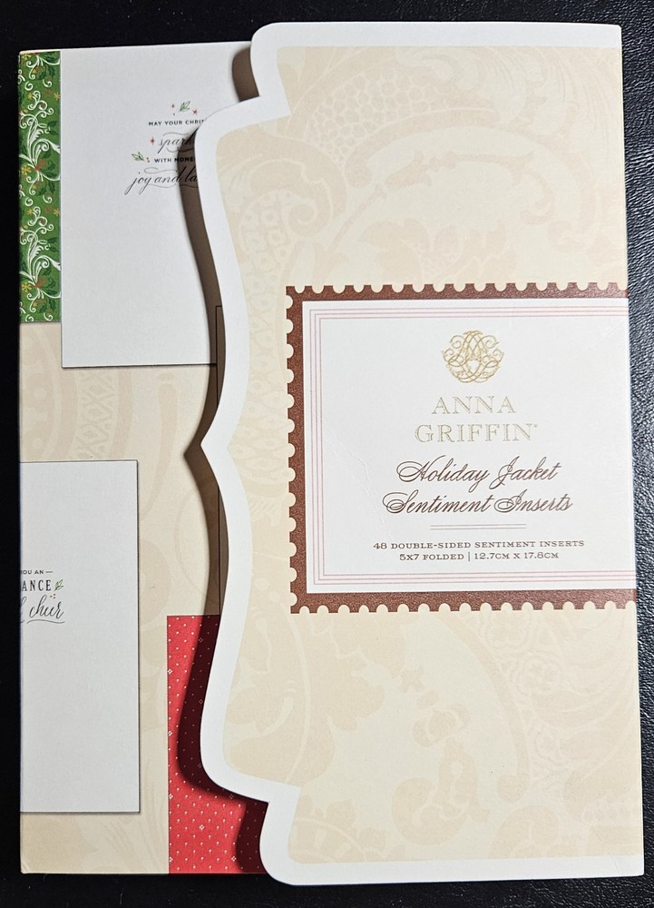 Anna Griffin Holiday Jacket Sentiment Inserts - 48 Double Sided 5x7