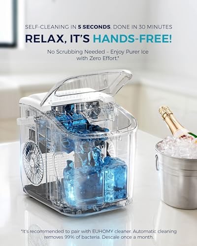 Countertop Ice Maker Machine with Handle, 26lbs Per Day, 9 Ice Cubes White