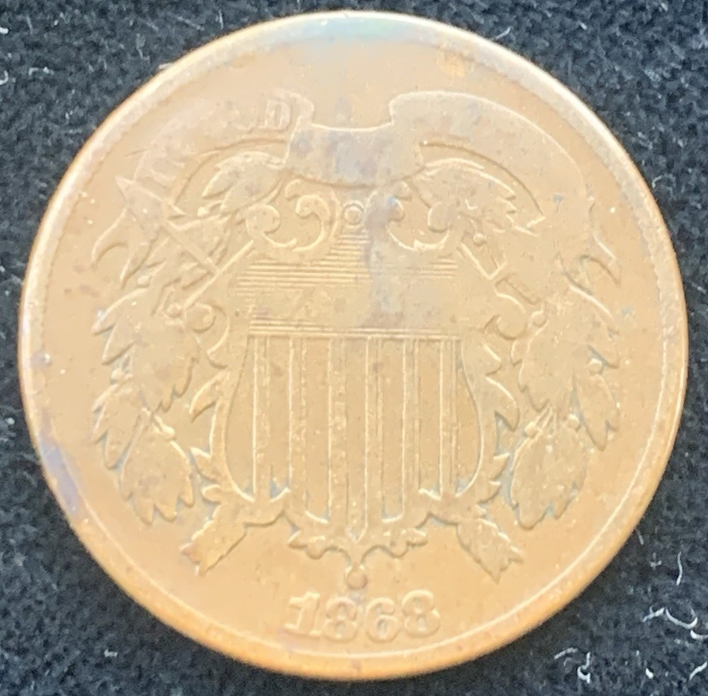 1868 Two Cent Piece VERY GOOD