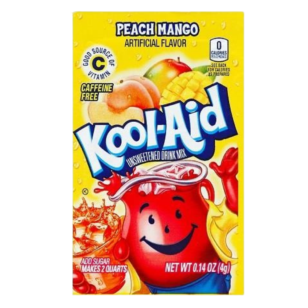 Full Box 48x Packets Kool-Aid Peach Mango Caffeine Free Soft Drink Mix | .14oz