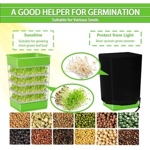4-Tier Stackable Seed Sprouting Kit with Drain Holes & Tray - Organic Microgreen