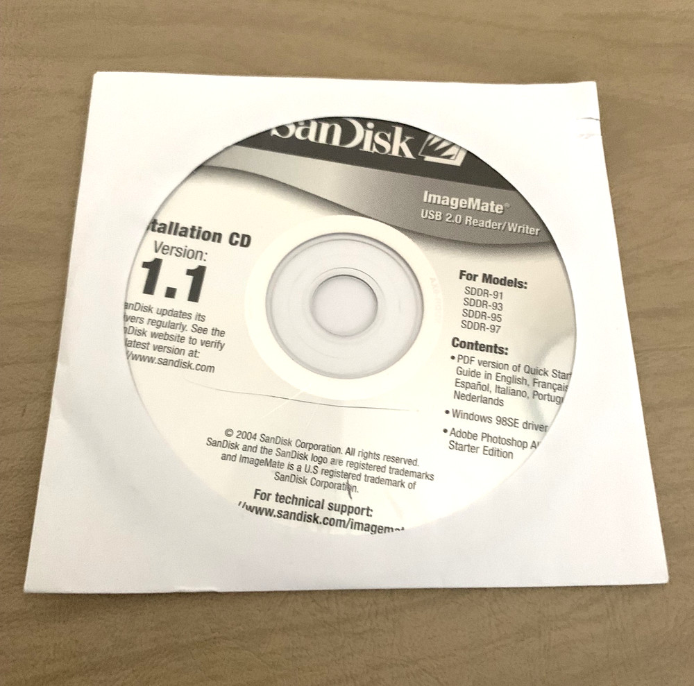 SanDisk ImageMate USB 2.0 Reader/Writer SDDR-95 Vintage CD Version 1.1
