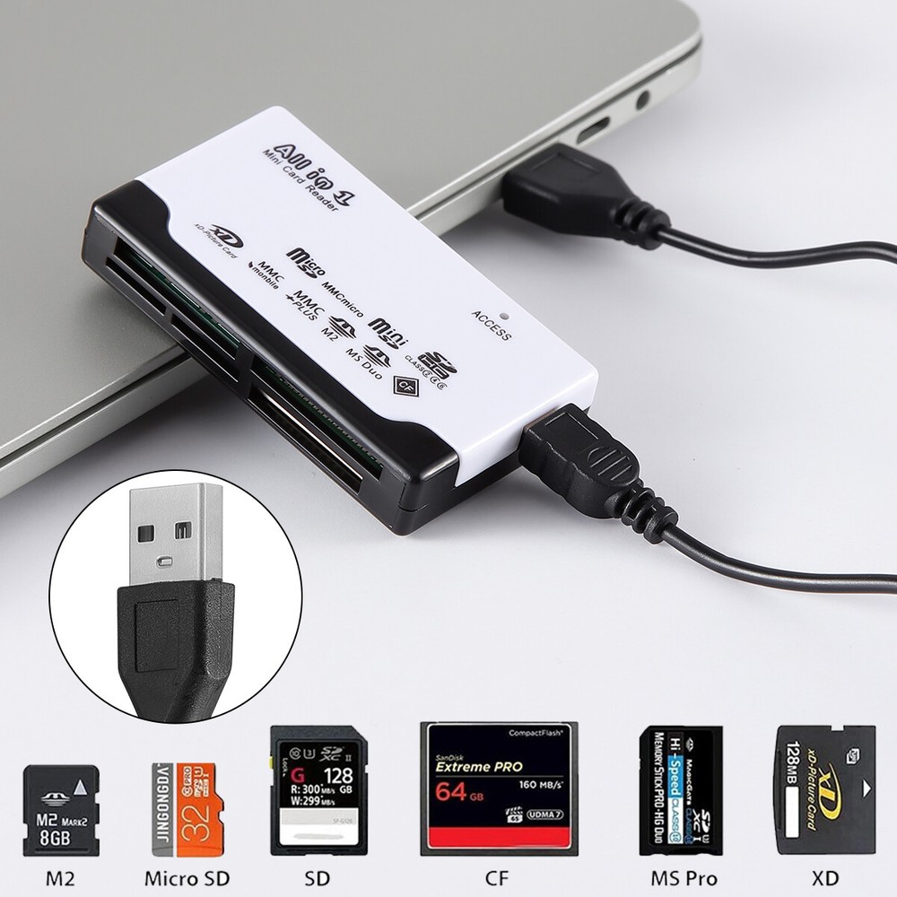 6 in 1 Card Reader USB 2.0 Type C Micro SD TF CF Smart Memory Adapter Laptop PC