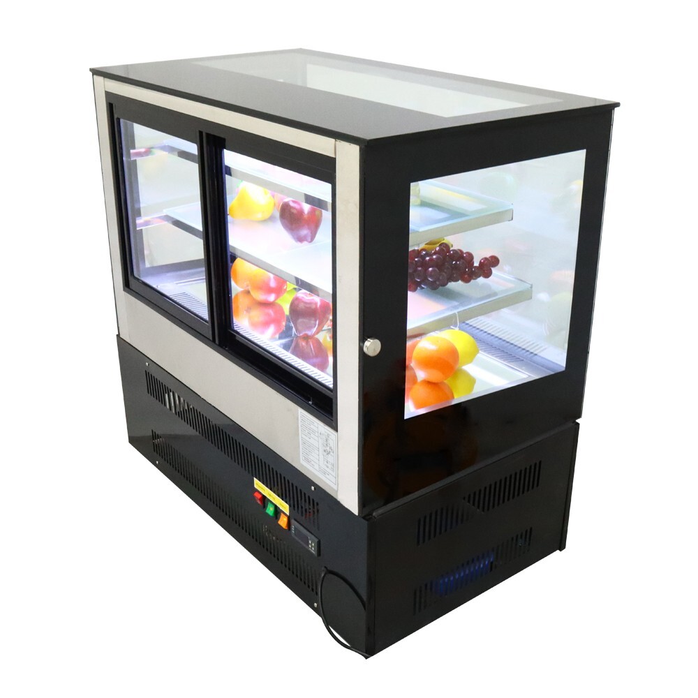 220V 3-Layer Refrigerated Cake Showcase Rear Sliding Doors Display Cases LED