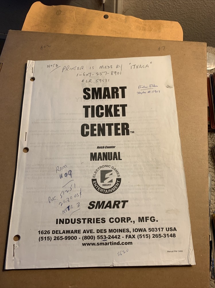original  arcade  game owners manual Smart Ticket Center￼