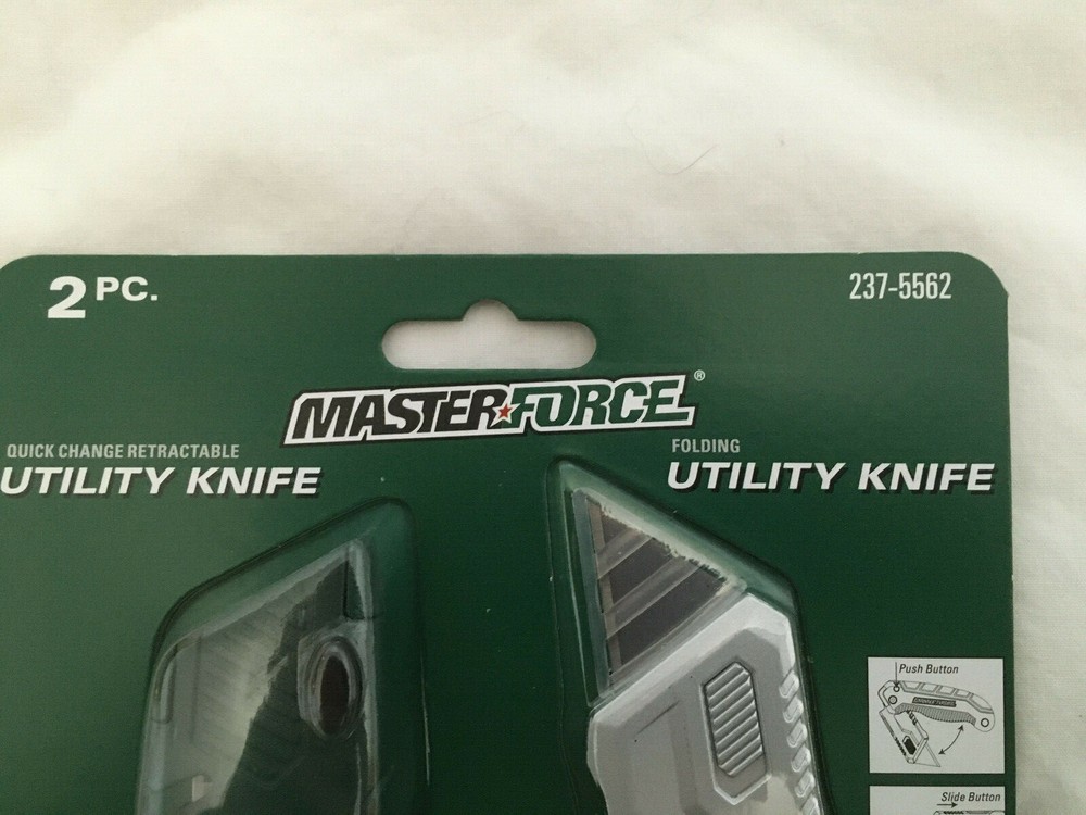 (2) NEW Masterforce Utility Knives - 1 Folding + 1 Quick Change Retractable