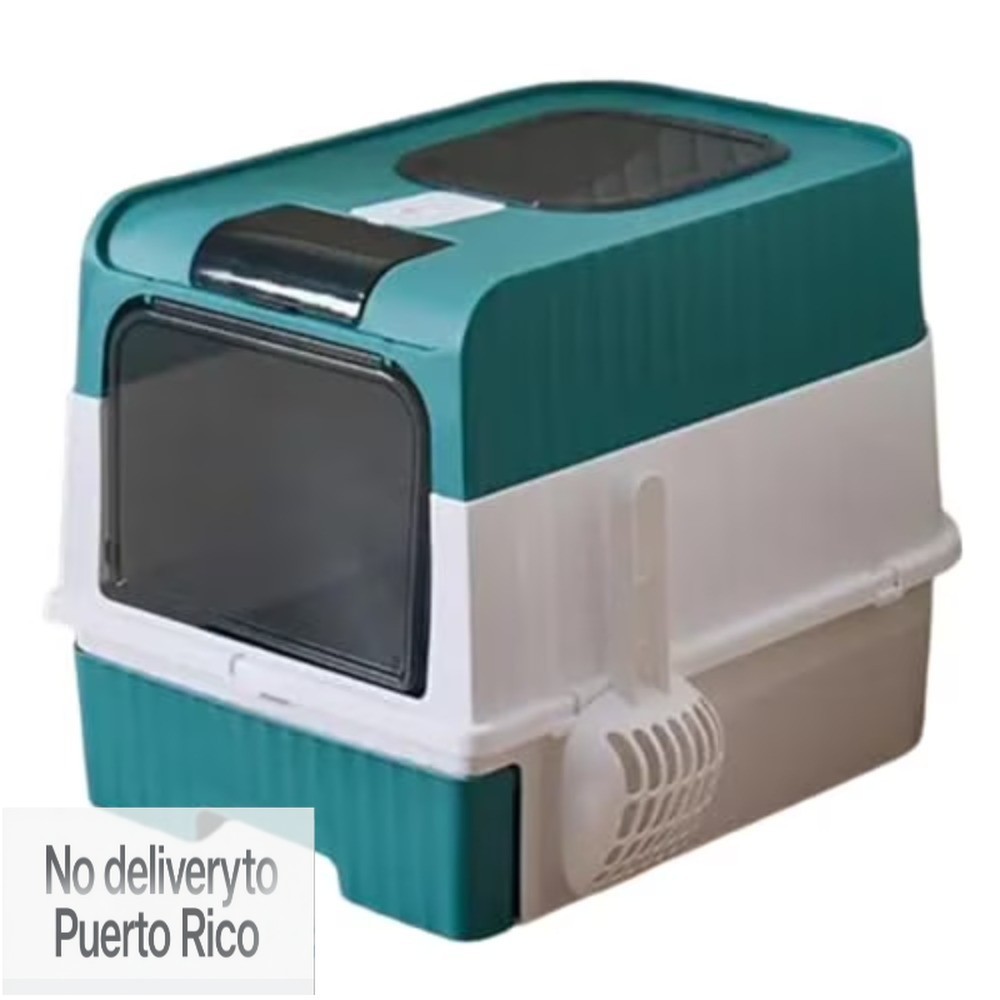 Litter Boxs for Big Cats, Front Entry Top Exit Kitty Box Odor Control (Blue)