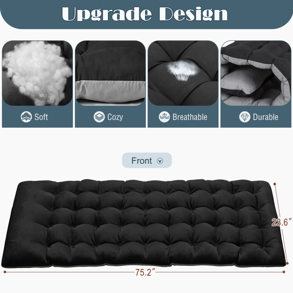 Folding Camping Cot Portable Folding Sleeping Cots with Pillow Black Mattress
