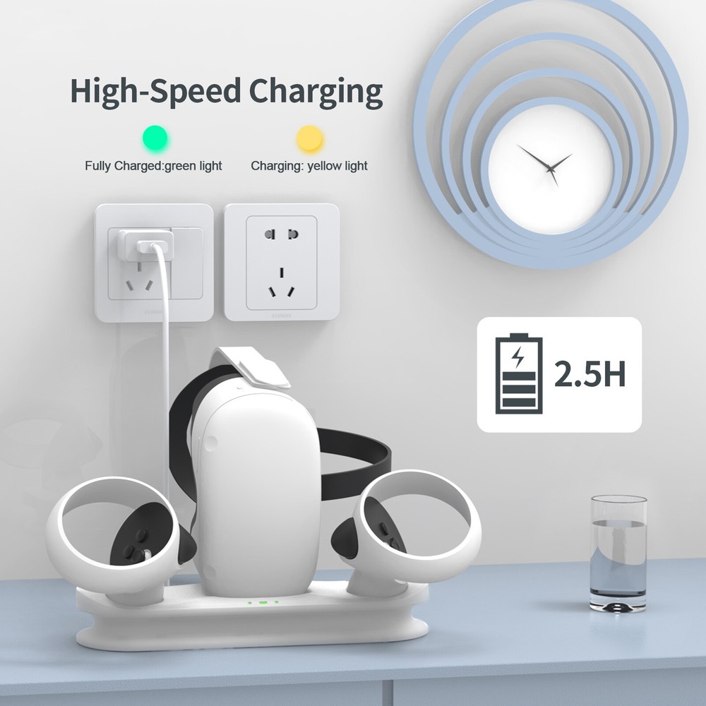 Magnetic Charging Station with Battery for Quest 2 VR Headset Controller