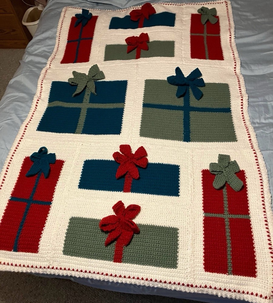 Handmade Christmas Packages Knitted Blanket