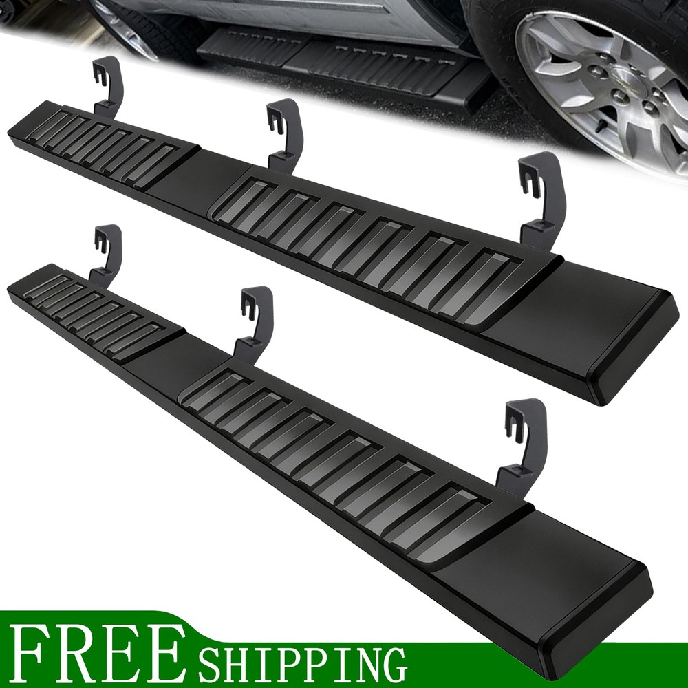 Side Protective BLK For 2007-2018 Silverado 1500 Double/Ext Cab 6" Running Board