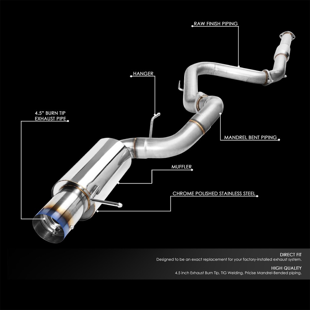 4"BURNT MUFFLER TIP STAINLESS EXHAUST CATBACK SYSTEM FOR 00-05 MIT ECLIPSE V6