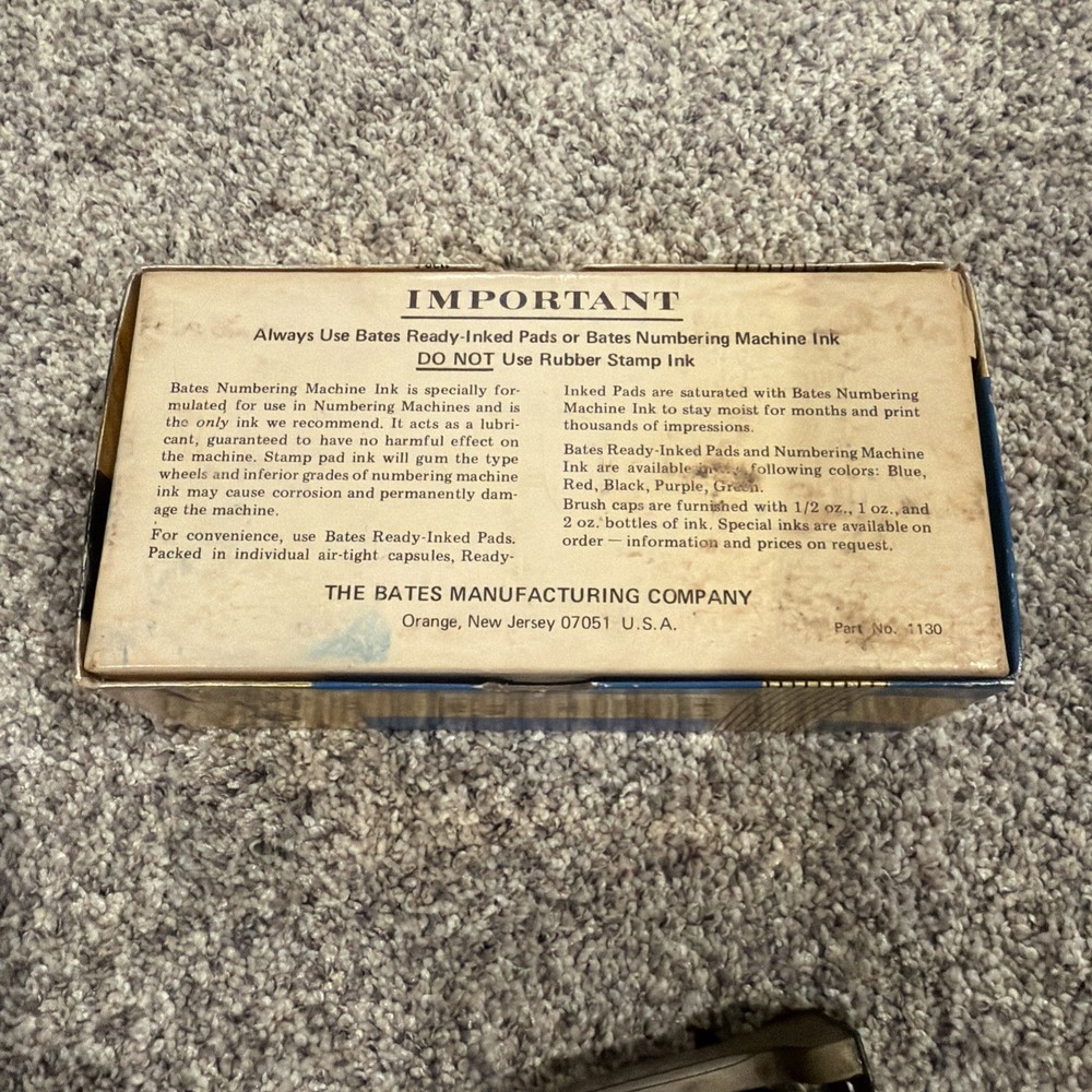 Vintage Bates Hand Number Machine