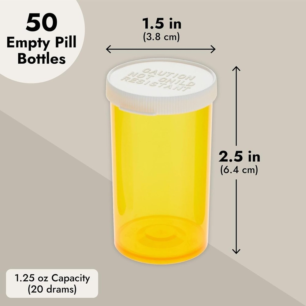 Empty Pill Bottles with Caps - Easy-Open Plastic Vials with Caps - Compact Tr...