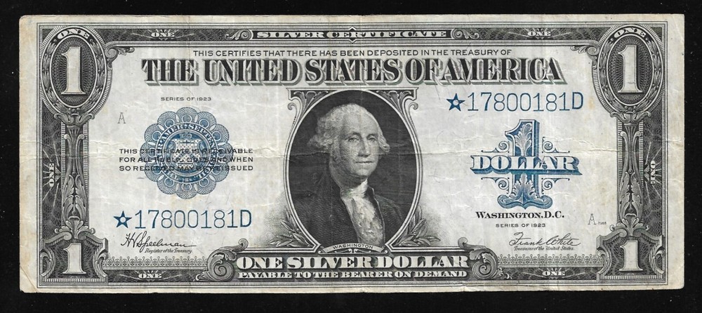 US - $1.00 Silver Certificate - 1923 (* Replacement Note) VF