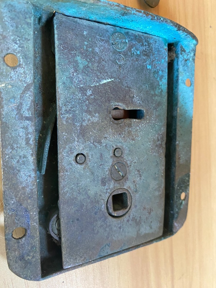 Unique Old Vintage Iron Door Latch & Key Antique