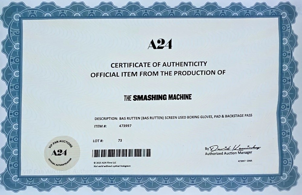 THE SMASHING MACHINE: Bas Rutten UFC HOF Screen Props Studio COA