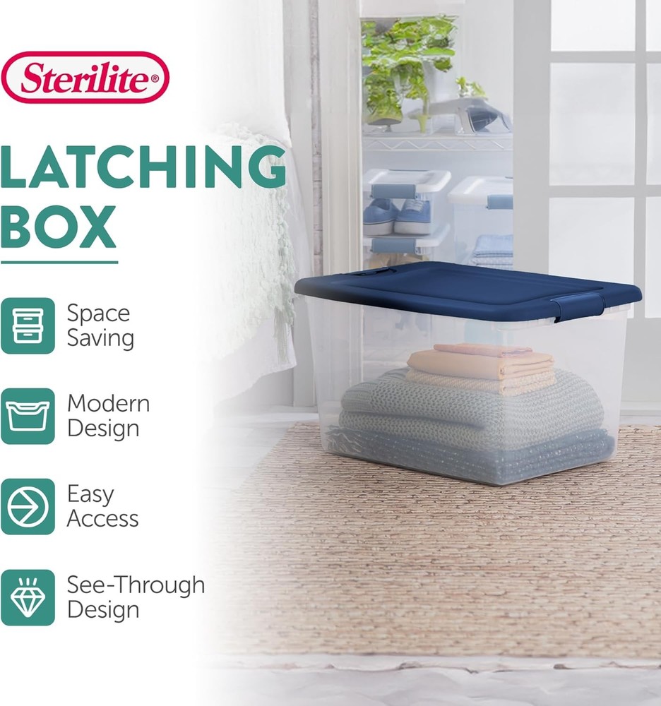 6-Piece Color Series, 64-Quart Capacity, Blue Option—Stackable Storage Boxes