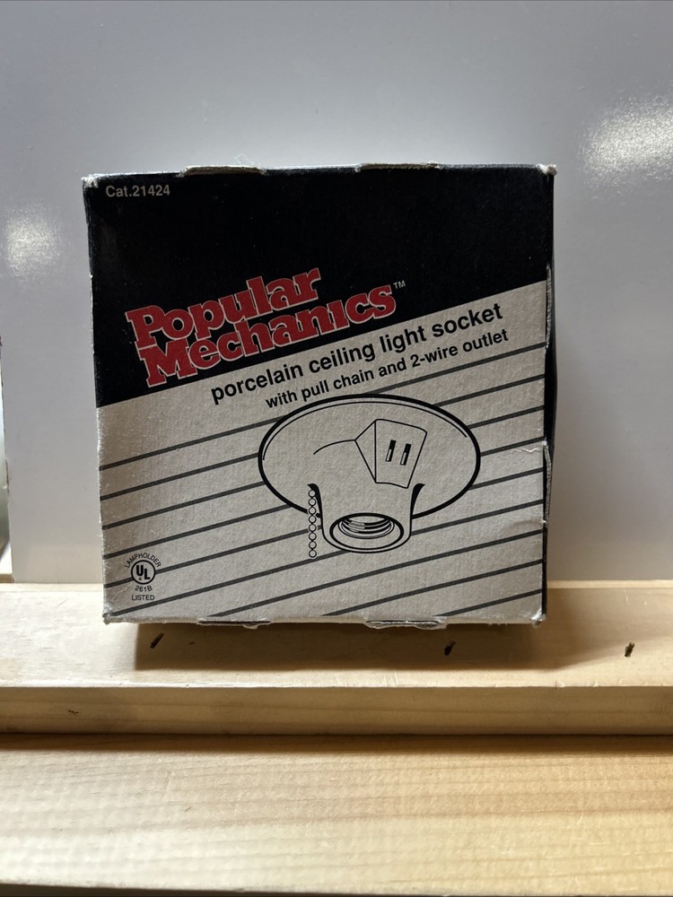 Vintage Porcelain Single Socket Ceiling Light W Socket New Popular Mechanic NOS