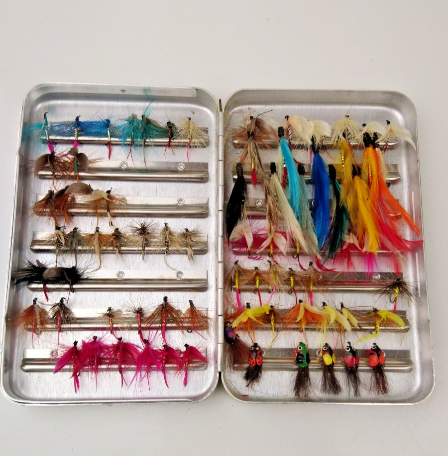 Perrine Aluminum Fly Box # 97 With 76 Flies