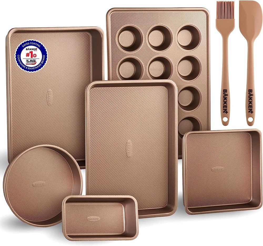 Bakeware Set – 8 Piece – Non-Stick Professional Home Bakeware – Multi Sized