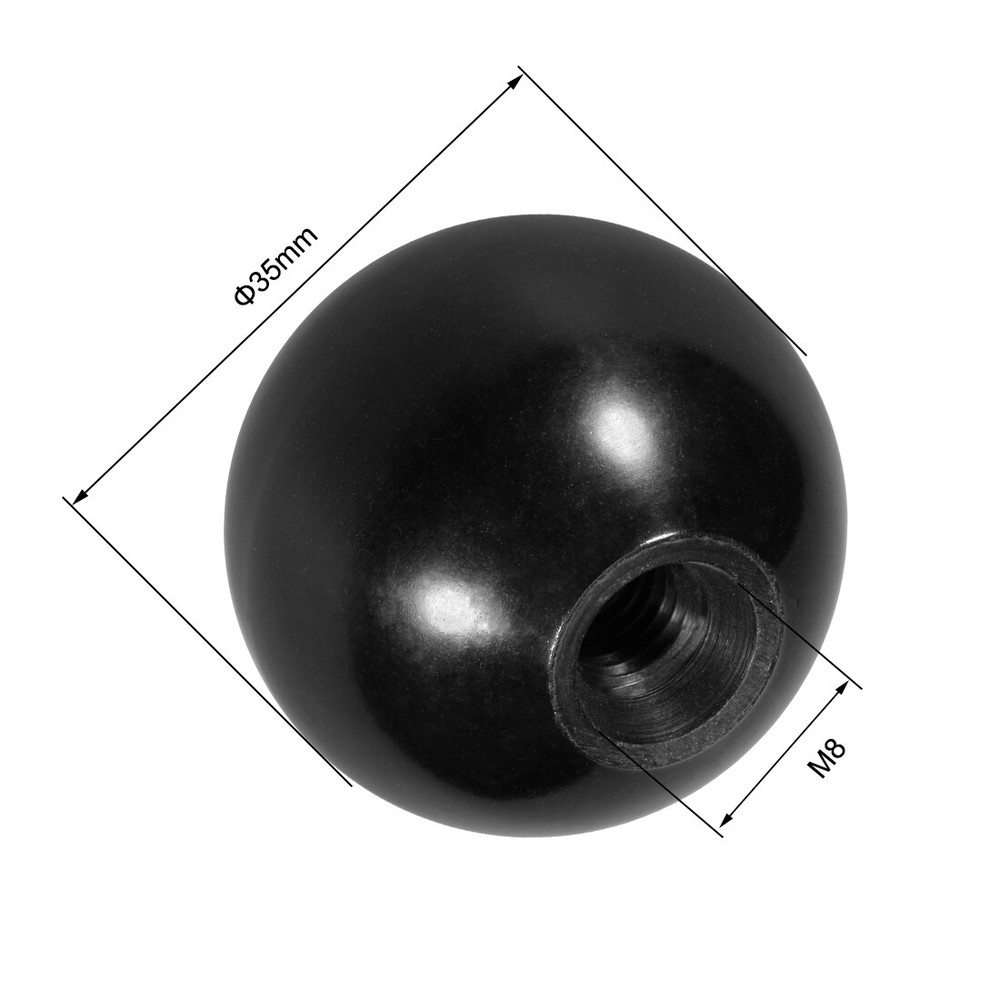 Ball Knob M8 Female Thread Machine Handle 35mm Red 1pcs / Black 1pcs