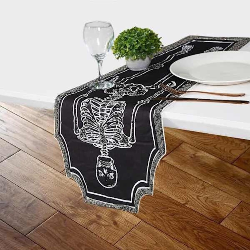 Midnight Shadows Semi Beaded Coffin Table Runner, 13"x36"