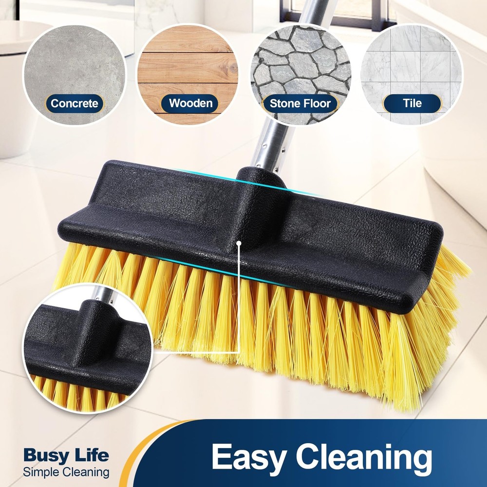 Yocada Deck Brush with 4-Section Extendable Handle Floor Scrub Brush Soft &Me...