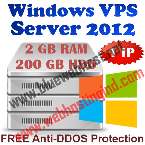 Windows Virtual Dedicated Server 2012 R2 (VPS) 2GB RAM + 200GB HDD + DDOS