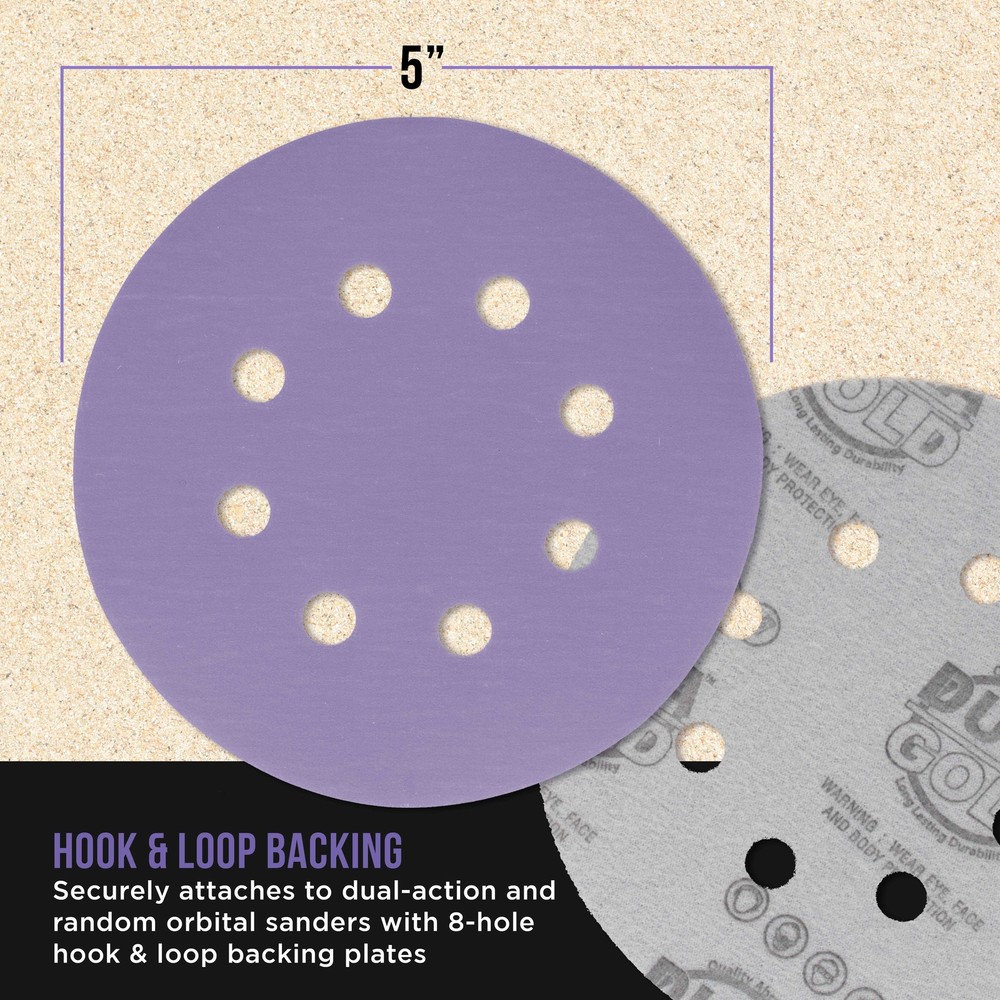 2000 Grit 5" Ceramic Sanding Discs, 8-Hole, Box of 50 - Hook & Loop Sandpaper