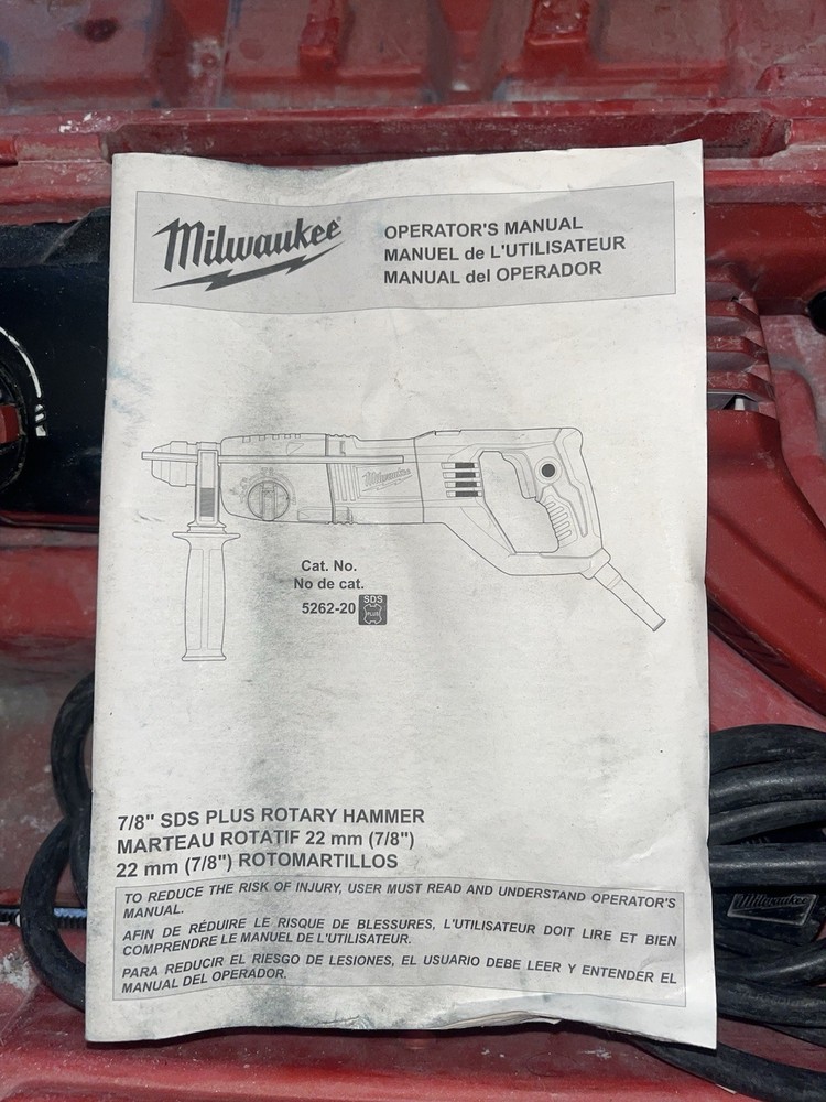 Milwaukee 7/8” SDS Plus Rotary Hammer 5262-20