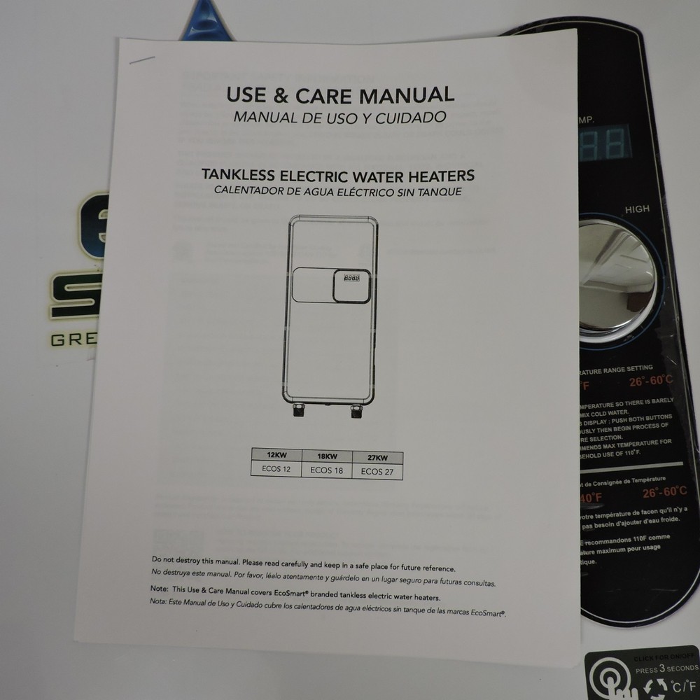 EcoSmart ECO 27 Electric Tankless Water Heater, 27 KW at 240 Volts, 112.5 Amps