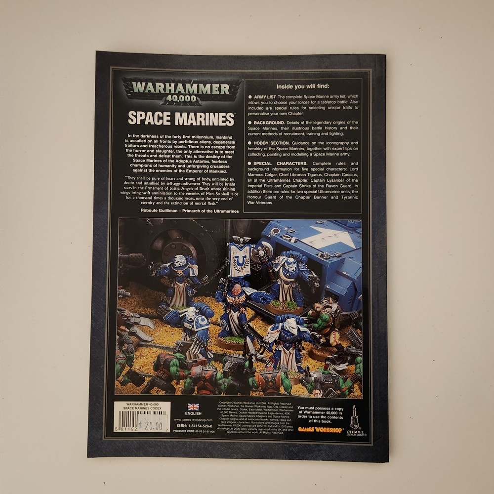 Warhammer 40K Classic Space Marines Codex 2004 Very Good Army Book OOP