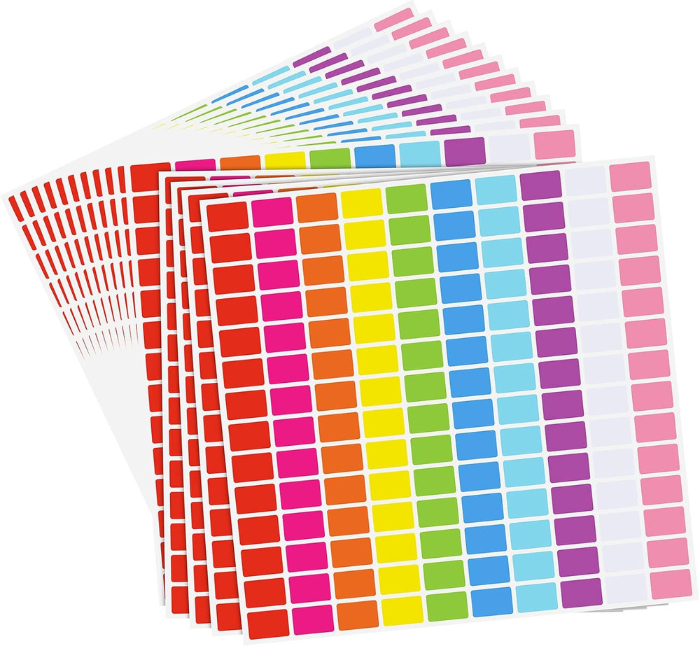 2800Pieces 10 Color Coding Labels Rectangle Colored Stickers Assorted Removable