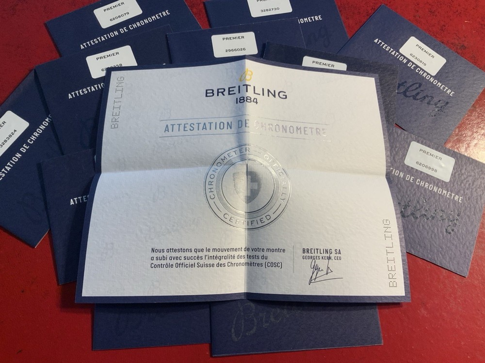 Breitling Attestation De Chronometre Certificate For Premiere (ONLY ONE)
