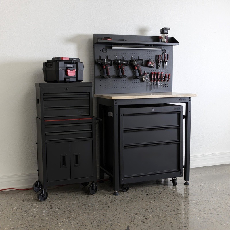 36 Inch Heavy Duty Workbench W/ Pegboard LED Light Garage Workshop Storage New