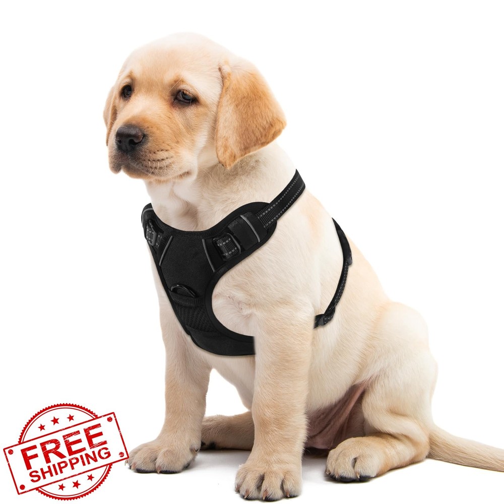 Azinoo Black No-Pull Dog Harness Medium Reflective Padded