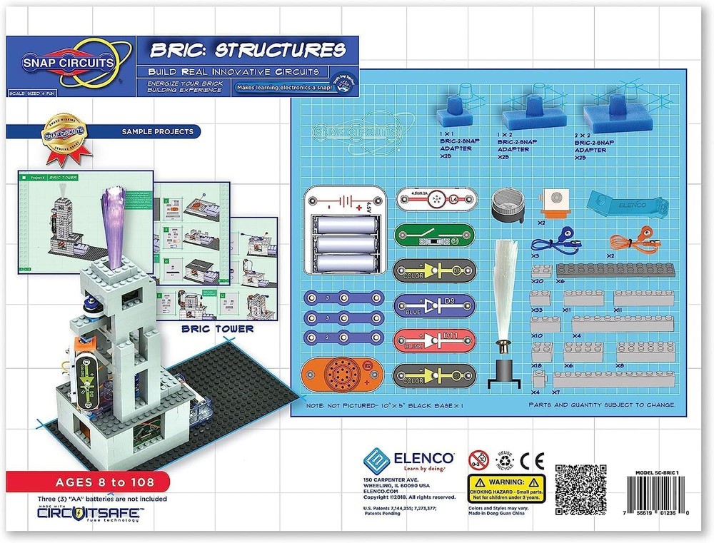 Snap Circuits Bric Structures 130 Piece Building Electronics Kit for Kids 8+