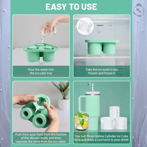 Reusable Silicone Ice Cube Mold with Lid Easy Release Freezer Maker Tray