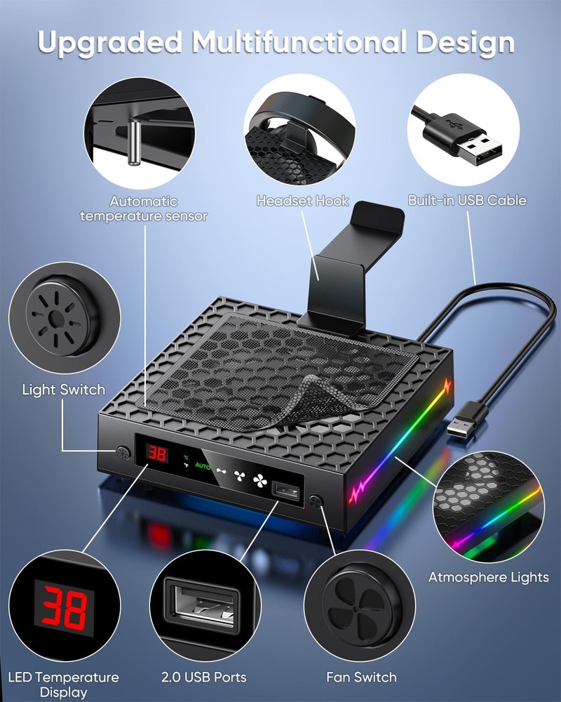 Auto Cooling System for Xbox Series X with 9 RGB Light Modes & USB Hook