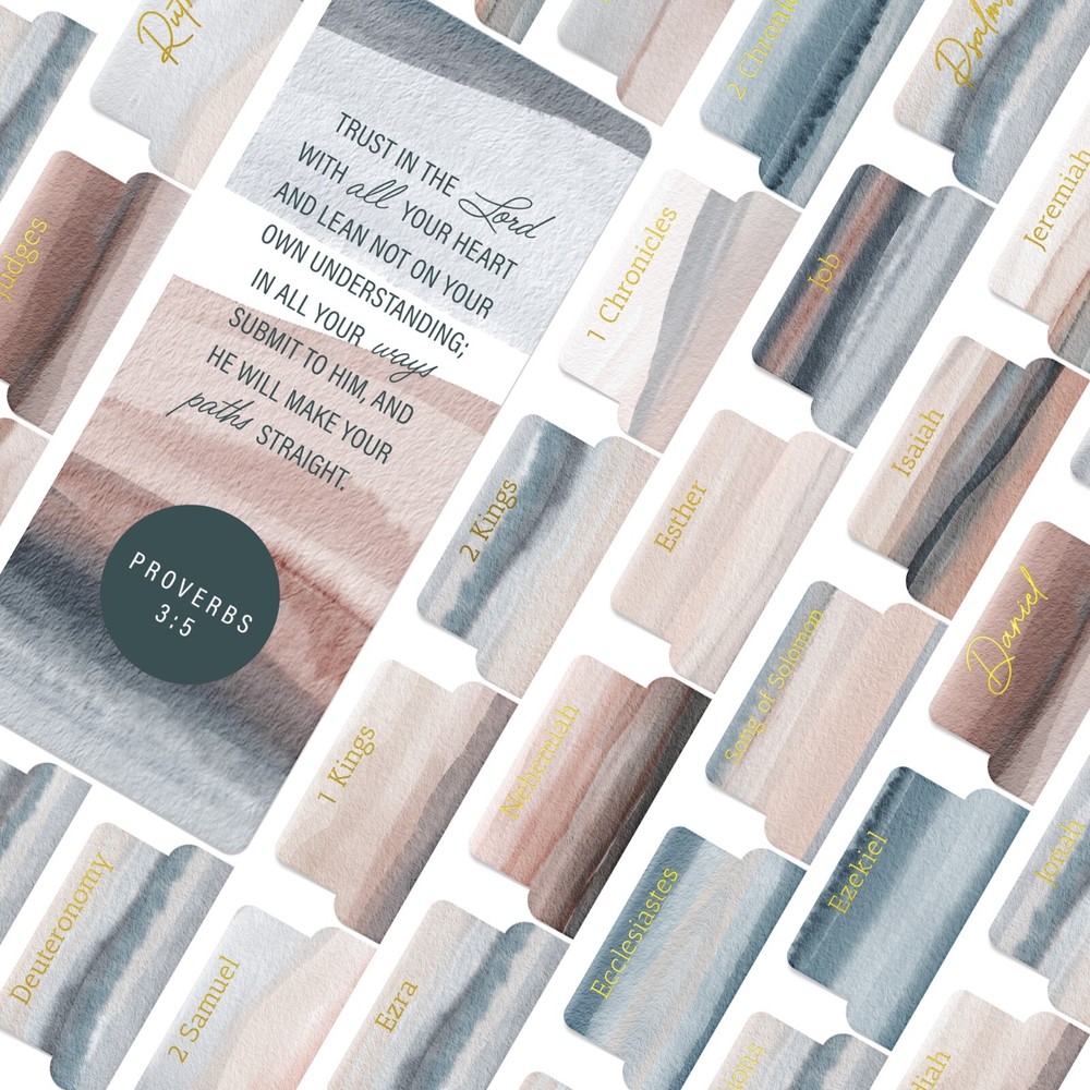 OFFILICIOUS 100 Golf-Foiled, Soft-Touch, Laminated Bible Tabs for Bible Study