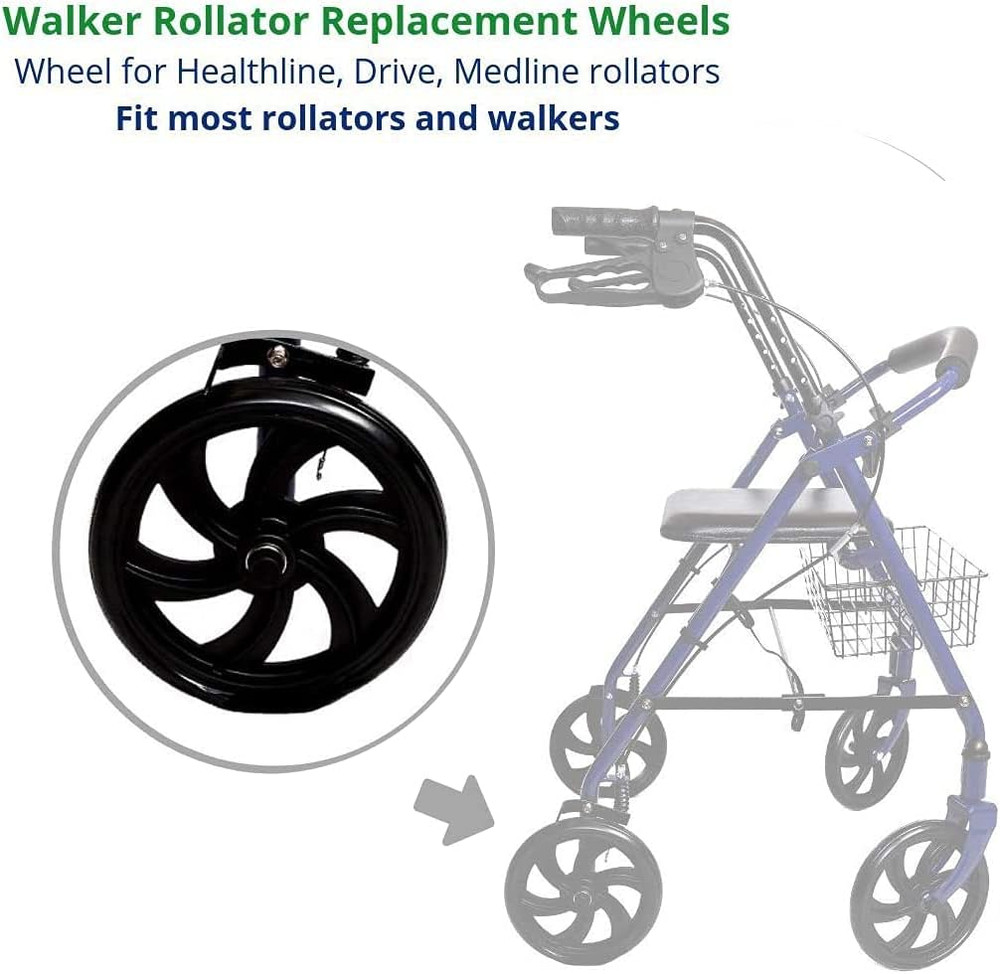 Walker Rollator Replacement 7.5" Wheels Black (1Pis) (REAR 1)