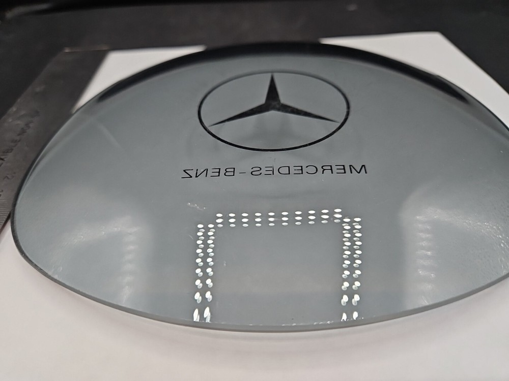 VINTAGE MERCEDES BENZ GREY GLASS DISH TRIANGULAR MOD EAMES 5IN