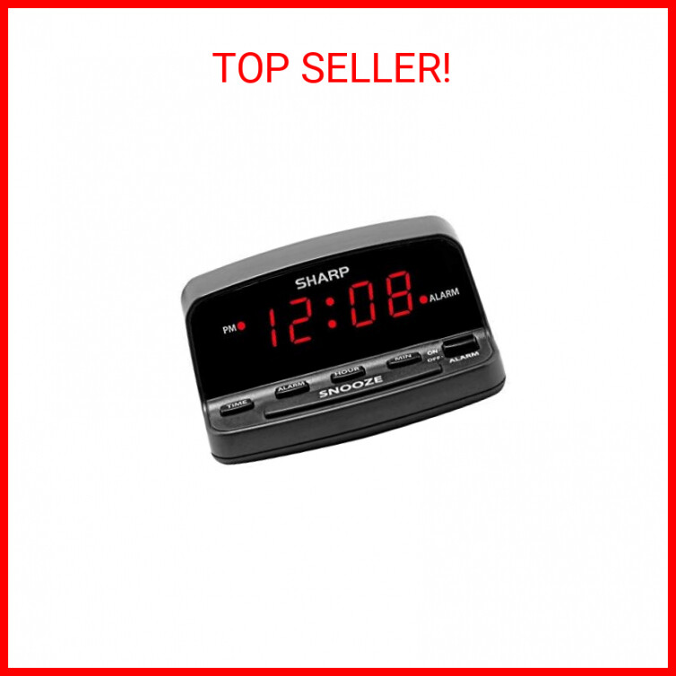 SHARP Digital Alarm Clock with Keyboard Style Controls, Battery Back-up, Easy to