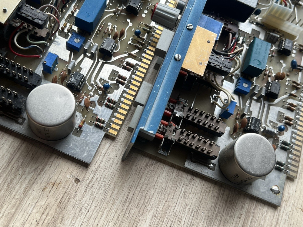 pair vintage Auditronics blueface 200-MIS mic preamps console strips modules